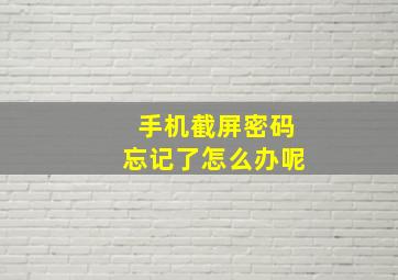 手机截屏密码忘记了怎么办呢