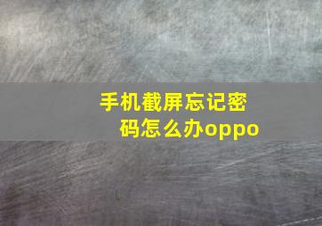 手机截屏忘记密码怎么办oppo