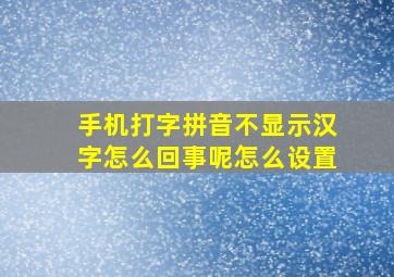 手机打字拼音不显示汉字怎么回事呢怎么设置