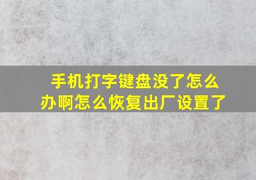 手机打字键盘没了怎么办啊怎么恢复出厂设置了