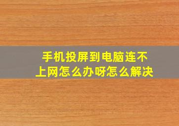 手机投屏到电脑连不上网怎么办呀怎么解决