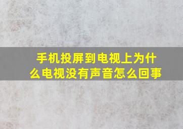 手机投屏到电视上为什么电视没有声音怎么回事