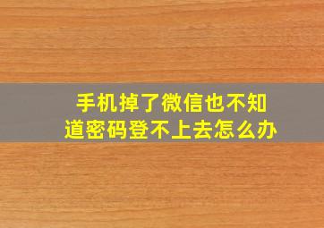 手机掉了微信也不知道密码登不上去怎么办