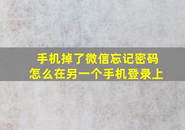 手机掉了微信忘记密码怎么在另一个手机登录上