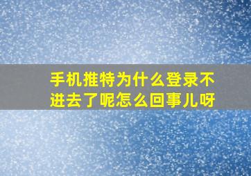 手机推特为什么登录不进去了呢怎么回事儿呀