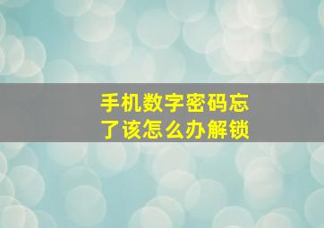 手机数字密码忘了该怎么办解锁