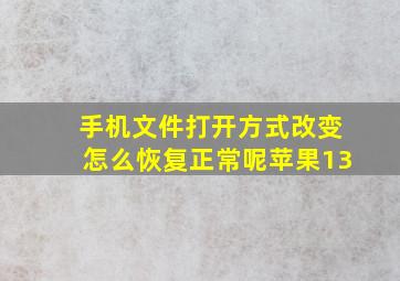 手机文件打开方式改变怎么恢复正常呢苹果13