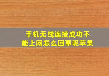 手机无线连接成功不能上网怎么回事呢苹果