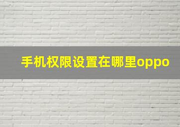 手机权限设置在哪里oppo