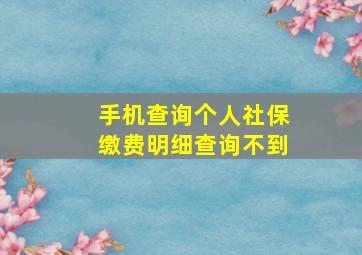 手机查询个人社保缴费明细查询不到