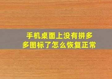 手机桌面上没有拼多多图标了怎么恢复正常