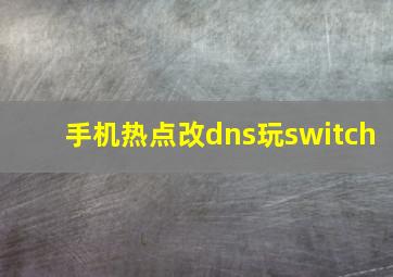 手机热点改dns玩switch