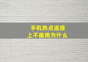 手机热点连接上不能用为什么