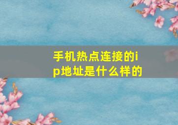 手机热点连接的ip地址是什么样的