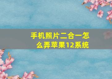 手机照片二合一怎么弄苹果12系统