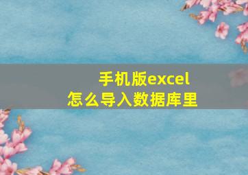 手机版excel怎么导入数据库里