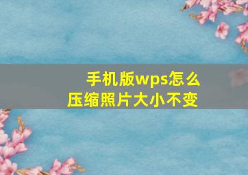 手机版wps怎么压缩照片大小不变