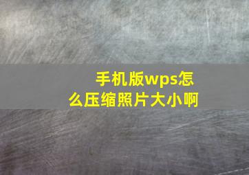 手机版wps怎么压缩照片大小啊