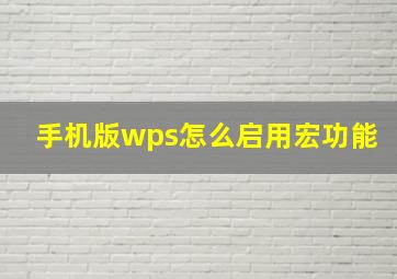 手机版wps怎么启用宏功能