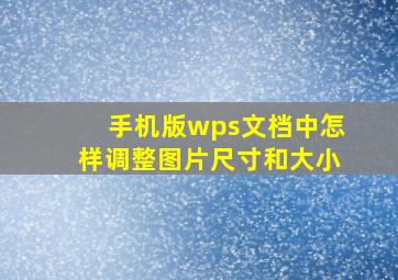 手机版wps文档中怎样调整图片尺寸和大小