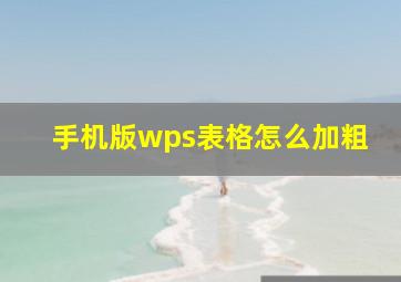 手机版wps表格怎么加粗