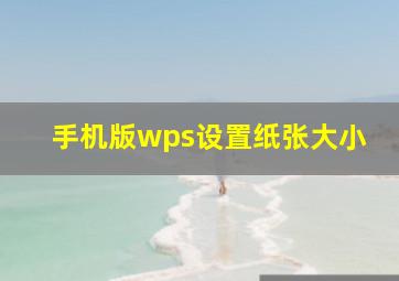 手机版wps设置纸张大小