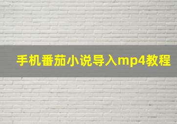 手机番茄小说导入mp4教程