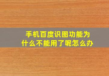 手机百度识图功能为什么不能用了呢怎么办