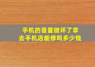 手机的音量键坏了拿去手机店能修吗多少钱