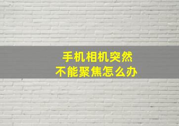 手机相机突然不能聚焦怎么办