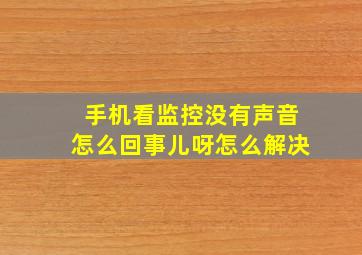 手机看监控没有声音怎么回事儿呀怎么解决