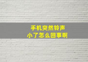 手机突然铃声小了怎么回事啊