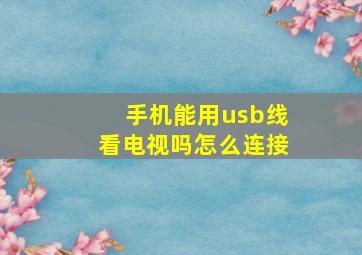 手机能用usb线看电视吗怎么连接