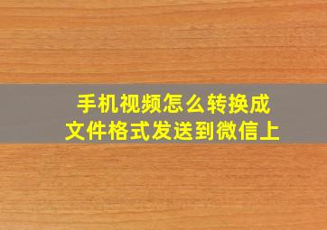 手机视频怎么转换成文件格式发送到微信上