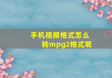 手机视频格式怎么转mpg2格式呢