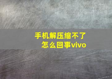 手机解压缩不了怎么回事vivo