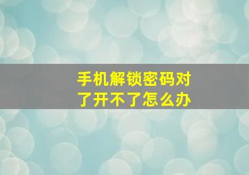 手机解锁密码对了开不了怎么办