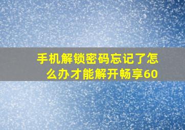 手机解锁密码忘记了怎么办才能解开畅享60