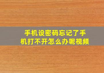 手机设密码忘记了手机打不开怎么办呢视频