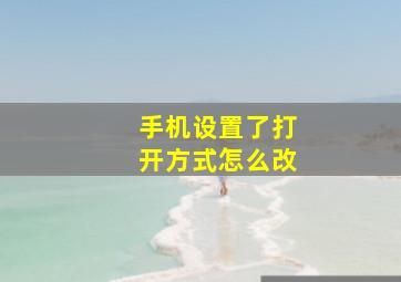 手机设置了打开方式怎么改