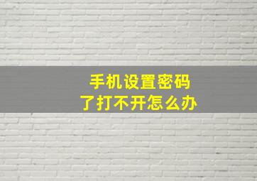 手机设置密码了打不开怎么办