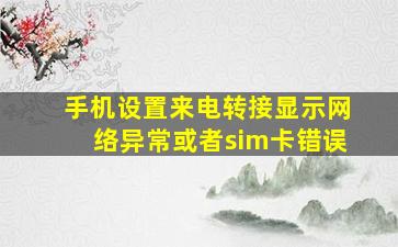 手机设置来电转接显示网络异常或者sim卡错误