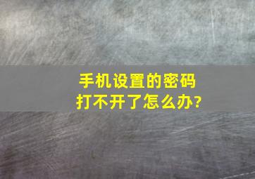 手机设置的密码打不开了怎么办?