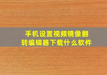 手机设置视频镜像翻转编辑器下载什么软件