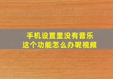 手机设置里没有音乐这个功能怎么办呢视频