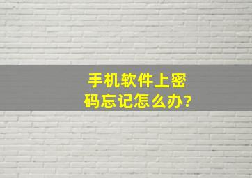 手机软件上密码忘记怎么办?