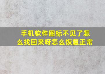 手机软件图标不见了怎么找回来呀怎么恢复正常