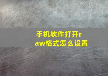 手机软件打开raw格式怎么设置