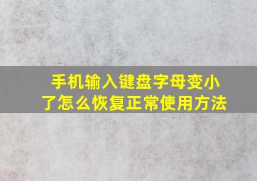 手机输入键盘字母变小了怎么恢复正常使用方法