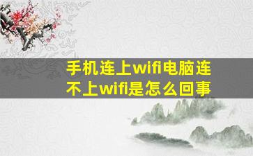 手机连上wifi电脑连不上wifi是怎么回事